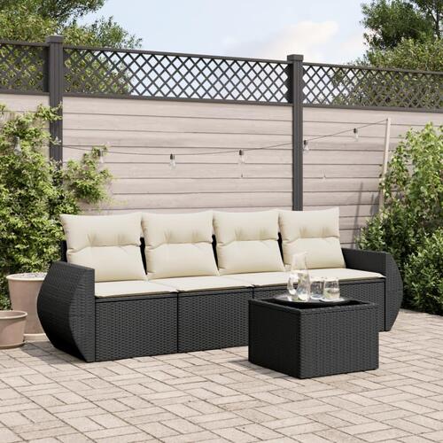 Sofasæt til haven 5 dele med hynder polyrattan sort
