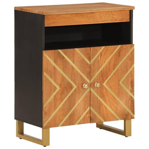 Skænk 60x33,5x75 cm massivt mangotræ brun og sort