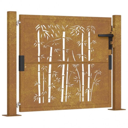 Havelåge 100×75 cm i cortenstål - bambusdesign