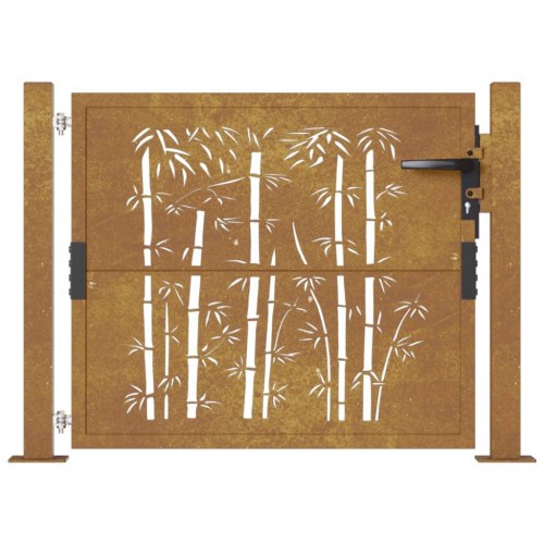 Havelåge 100×75 cm i cortenstål - bambusdesign