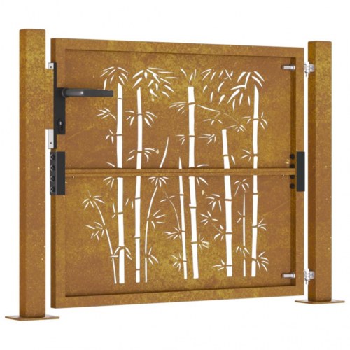 Havelåge 100×75 cm i cortenstål - bambusdesign