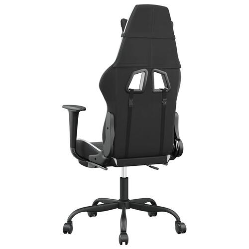 Gamingstol m. massagefunktion og fodstøtte kunstlæder sort hvid
