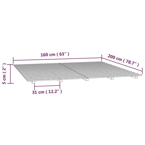 Sengeramme 160x200 cm massivt fyrretræ