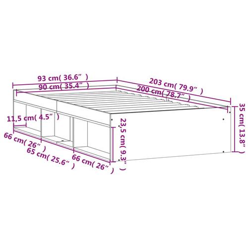 Sengeramme 90x200 cm sort