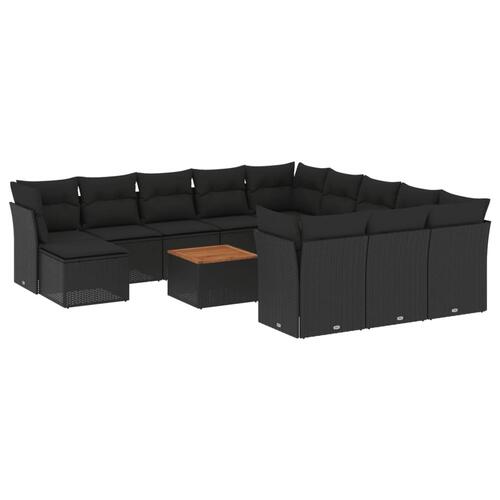 Sofasæt til haven 13 dele med hynder polyrattan sort