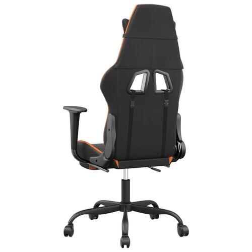 Gamingstol m. massage og fodstøtte kunstlæder sort og orange