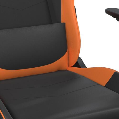 Gamingstol m. massage og fodstøtte kunstlæder sort og orange