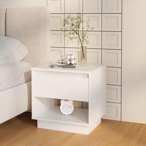 Sengeborde 2 stk. 45x34x44 cm konstrueret træ hvid højglans