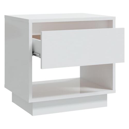 Sengeborde 2 stk. 45x34x44 cm konstrueret træ hvid højglans