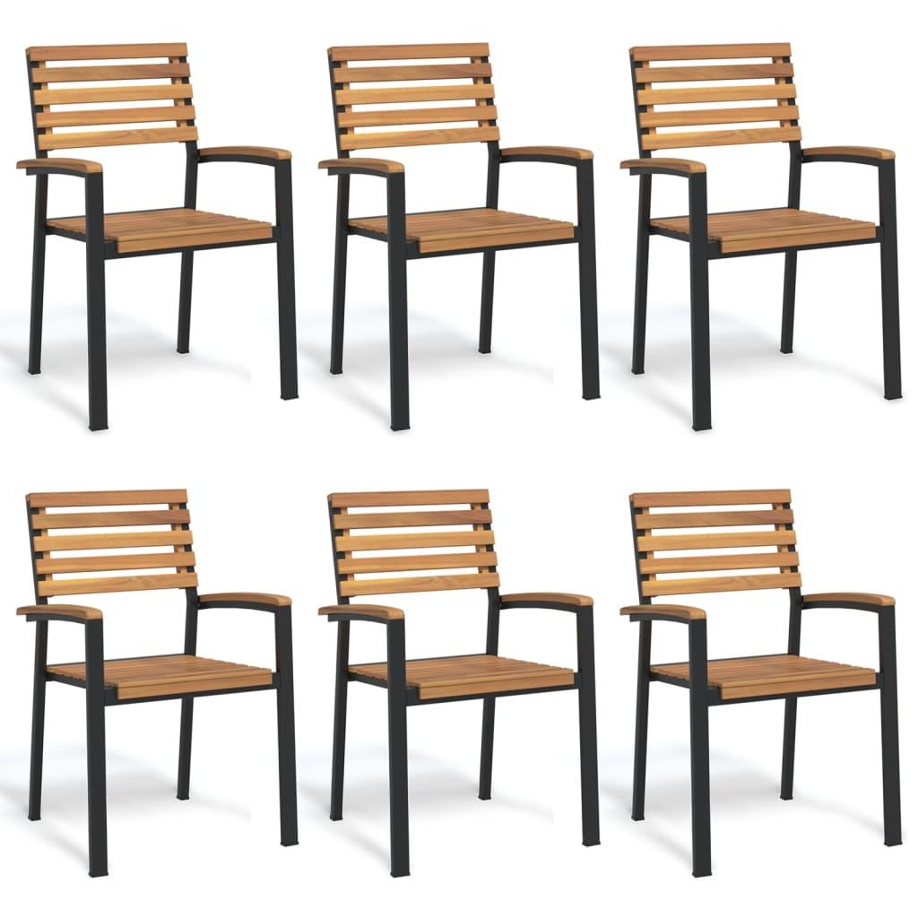 Havestole 6 stk. stabelbare massivt akacietræ og metal billede