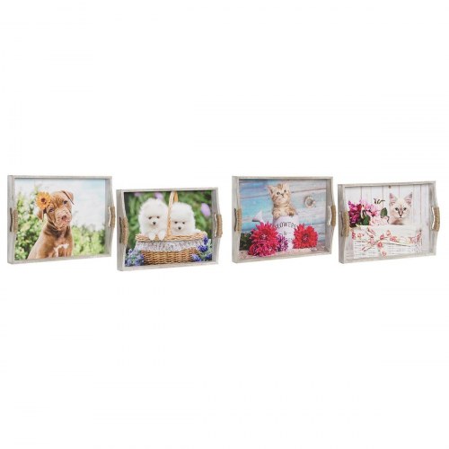 Bakkesæt i træ/MDF, multifarvet - 2 stk., 40 x 30 x 6 cm