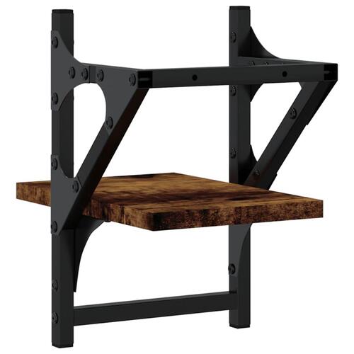 Væghylder med stænger 2 stk. 20x25x30 cm røget egetræsfarve