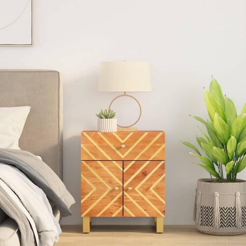 Sengebord 50x33x60 cm massivt mangotræ brun og sort