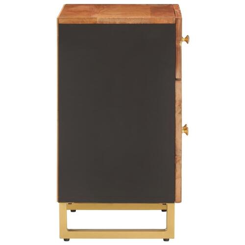 Sengebord 50x33x60 cm massivt mangotræ brun og sort