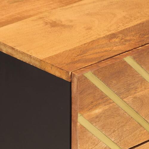 Sengebord 50x33x60 cm massivt mangotræ brun og sort