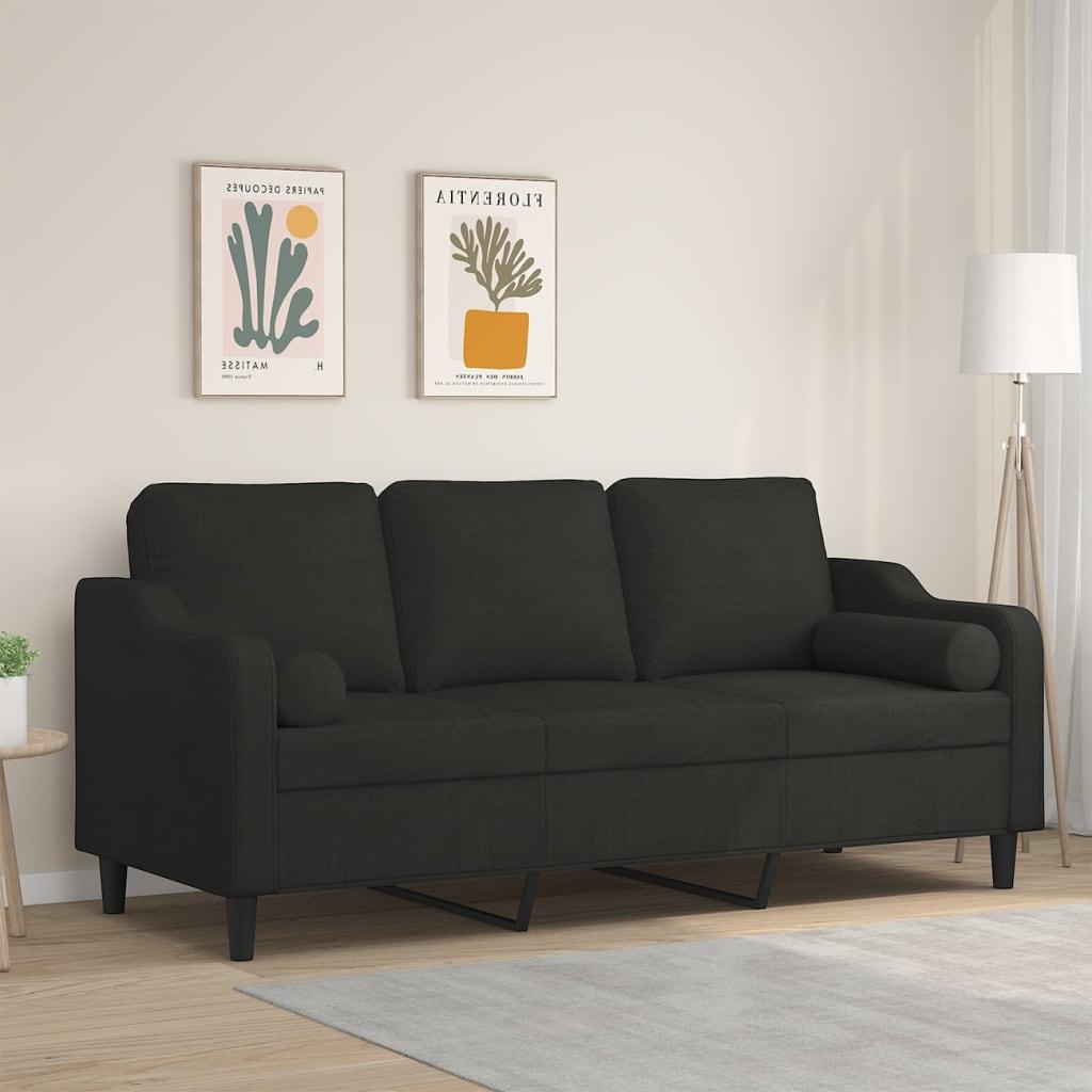 2-Personers Sofa Med Pyntepuder Stof - 180 cm / Sort