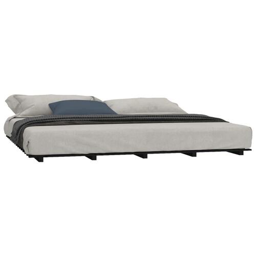 Sengeramme 160x200 cm massivt fyrretræ sort