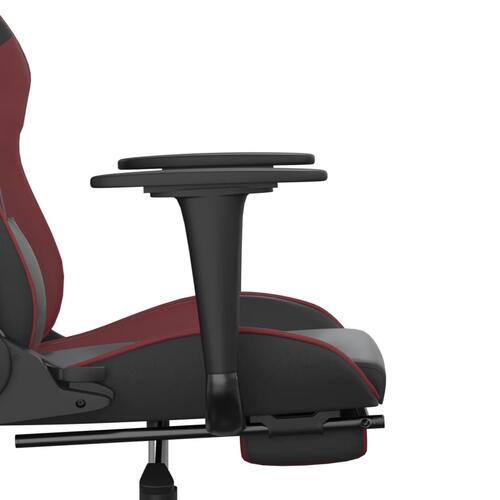 Gamingstol m. massage og fodstøtte kunstlæder sort og vinrød