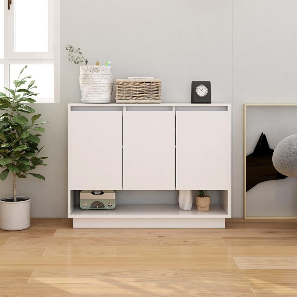 Skænk 97x31x75 cm konstrueret træ hvid højglans