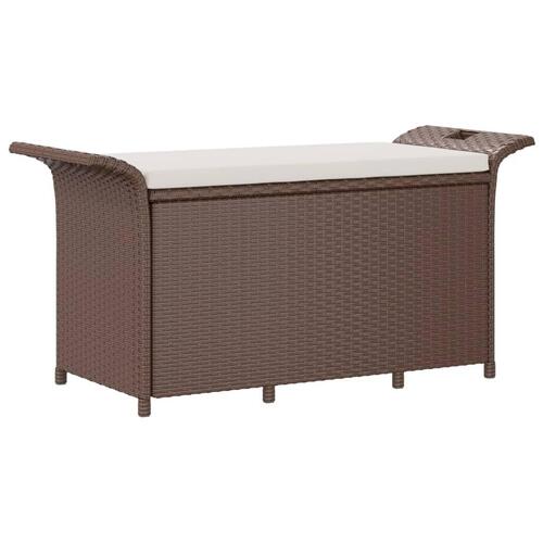Havebænk med hynde 116x46x57 cm polyrattan brun