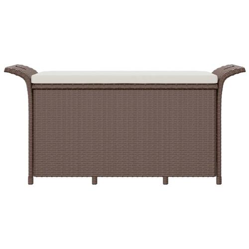 Havebænk med hynde 116x46x57 cm polyrattan brun