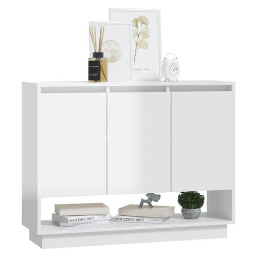 Skænk 97x31x75 cm konstrueret træ hvid højglans