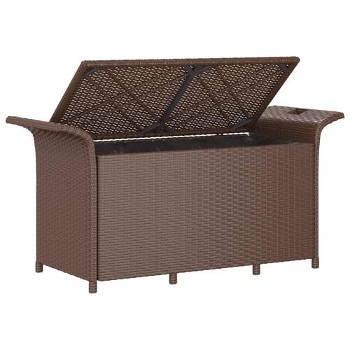 Havebænk med hynde 116x46x57 cm polyrattan brun