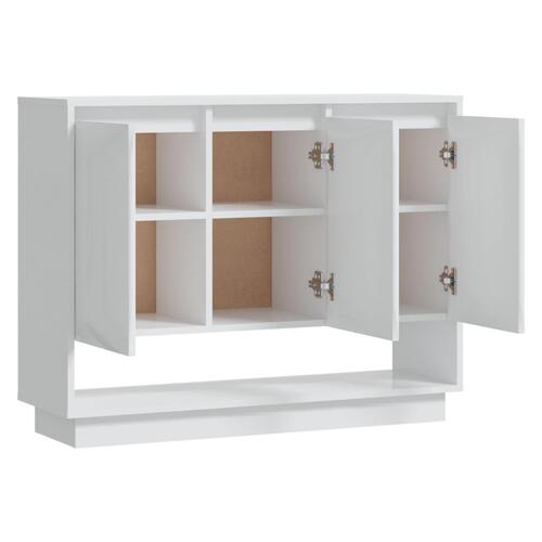 Skænk 97x31x75 cm konstrueret træ hvid højglans