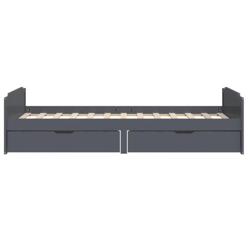 Sengeramme med skuffer 90x200 cm massivt fyrretræ mørkegrå