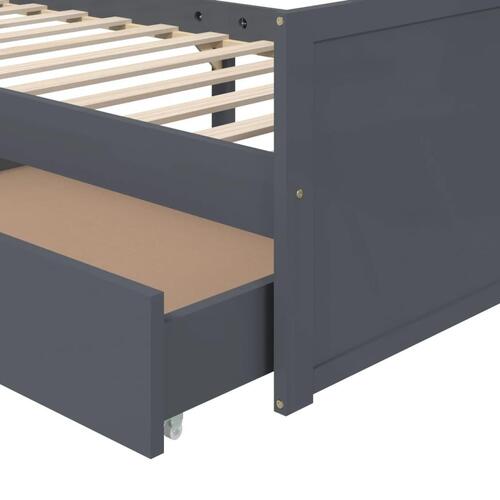 Sengeramme med skuffer 90x200 cm massivt fyrretræ mørkegrå