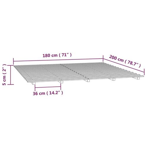 Sengeramme 180x200 cm massivt fyrretræ grå