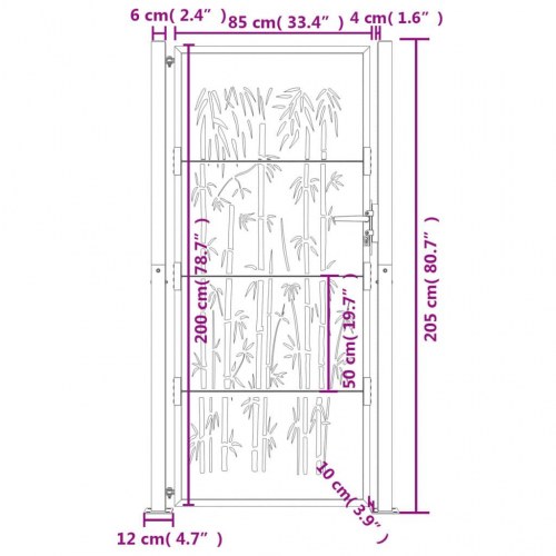 Havelåge 100×200 cm i cortenstål - bambusdesign