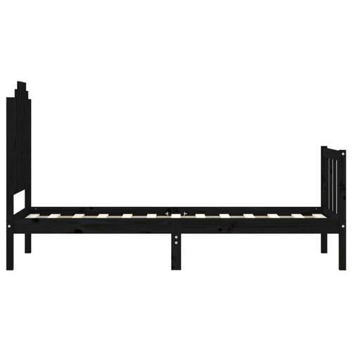 Sengeramme med sengegavl Small Single massivt træ sort