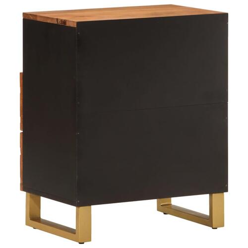 Sengebord 50x33x60 cm massivt mangotræ brun og sort