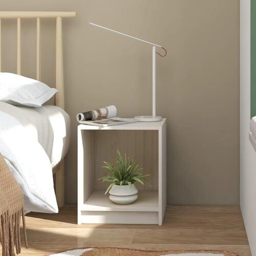 Sengeskabe 2 stk. 35,5x33,5x41,5 cm massivt fyrretræ hvid