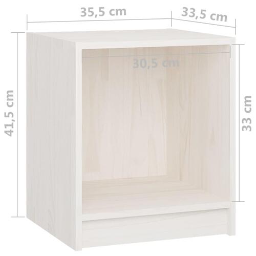Sengeskabe 2 stk. 35,5x33,5x41,5 cm massivt fyrretræ hvid