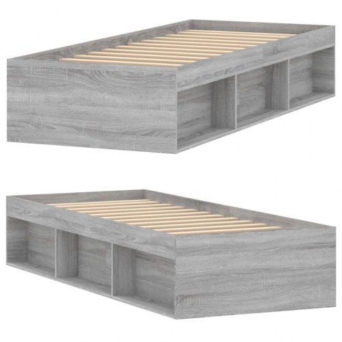 Sengeramme 75 x 190 cm - grå sonoma-eg med opbevaring
