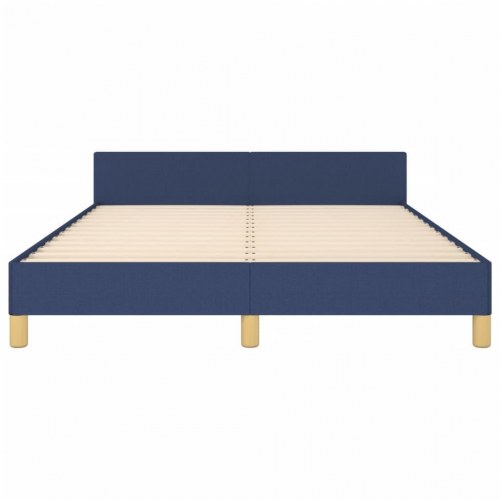 Sengeramme med sengegavl 140x190 cm - stof, blå