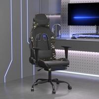 Gamingstol m. massage og fodstøtte kunstlæder sort camouflage