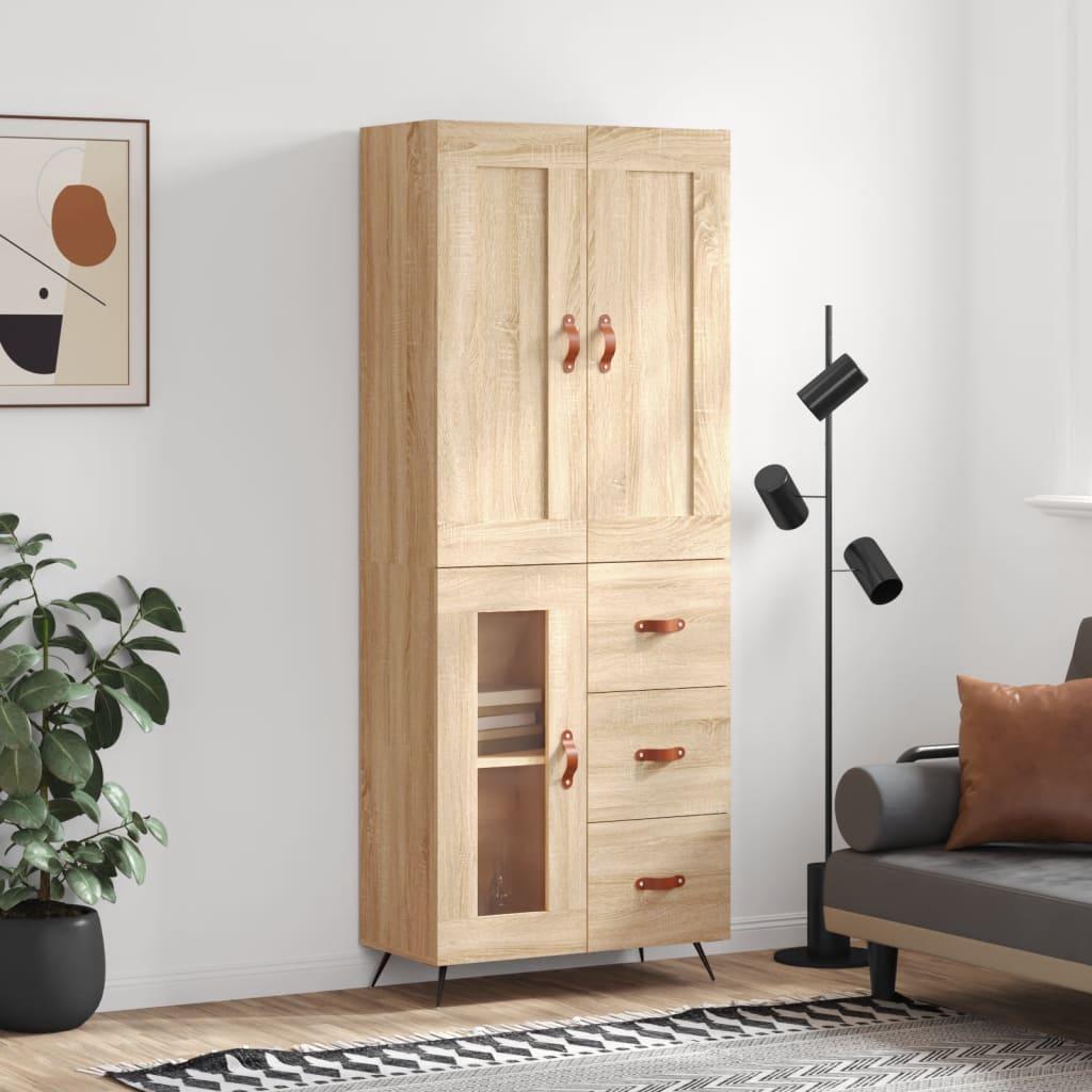 Højskab 69,5x34x180 cm konstrueret træ sonoma-eg