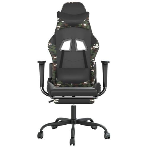 Gamingstol m. massage og fodstøtte kunstlæder sort camouflage