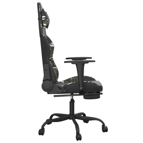 Gamingstol m. massage og fodstøtte kunstlæder sort camouflage