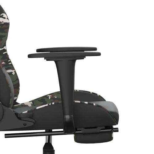 Gamingstol m. massage og fodstøtte kunstlæder sort camouflage