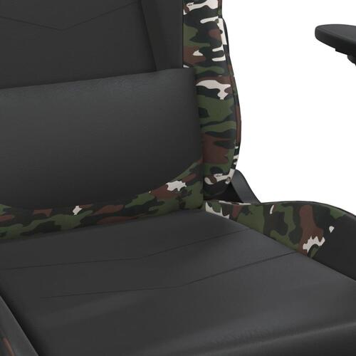 Gamingstol m. massage og fodstøtte kunstlæder sort camouflage