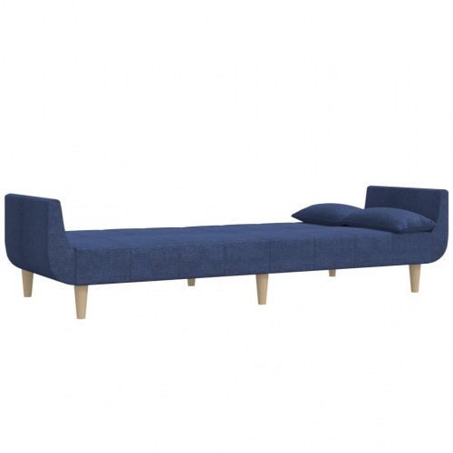 2-personers sovesofa med skammel og 2 puder stof blå