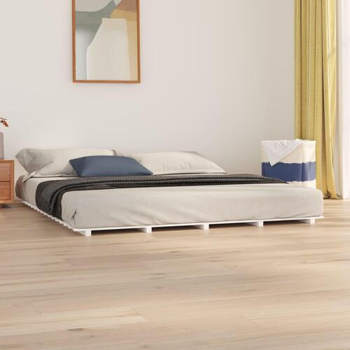 Sengeramme 180x200 cm massivt fyrretræ hvid