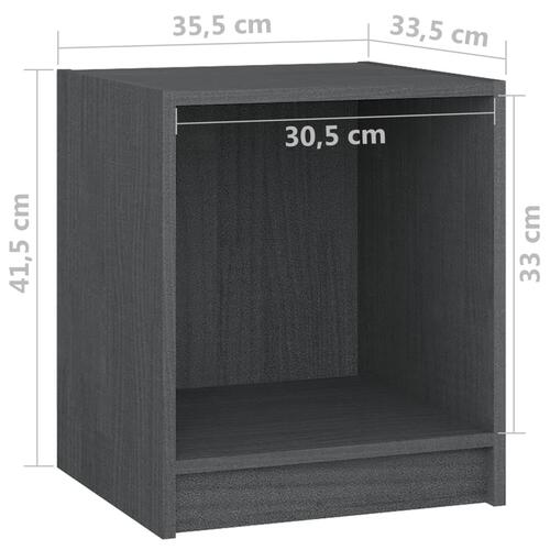 Sengeskab 35,5x33,5x41,5 cm massivt fyrretræ grå