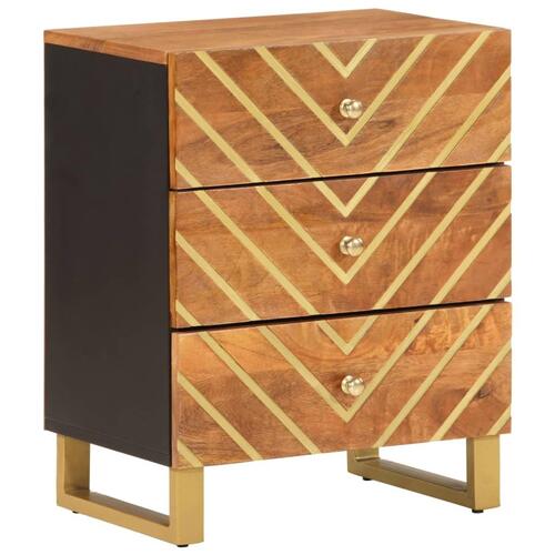 Sengebord 50x33x60 cm massivt mangotræ brun og sort