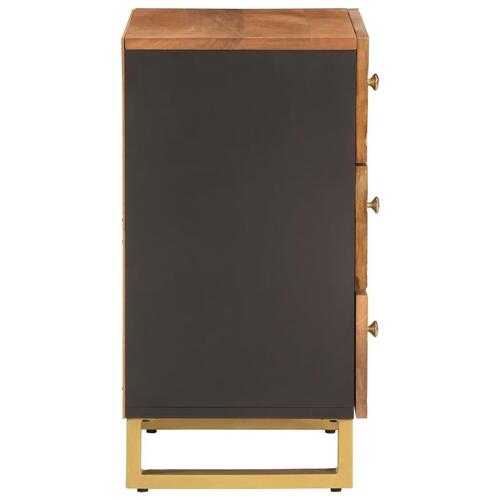 Sengebord 50x33x60 cm massivt mangotræ brun og sort