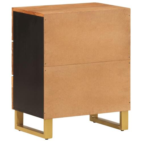 Sengebord 50x33x60 cm massivt mangotræ brun og sort